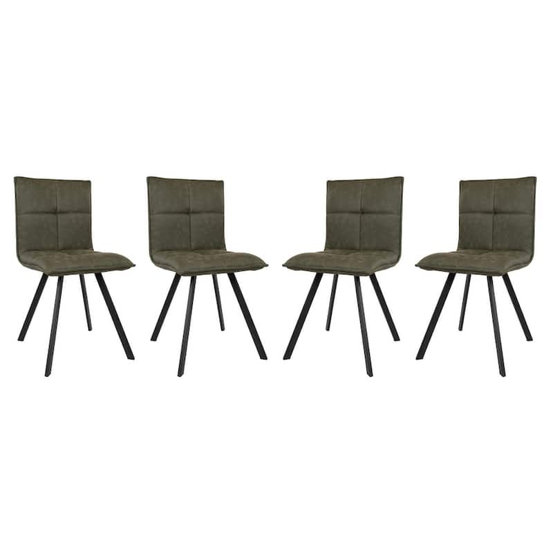 Wesley Modern Leather Dining Chair With Metal Legs Set of 4 by LeisureMod