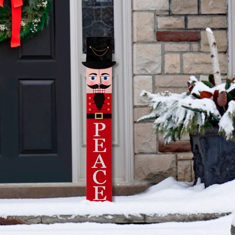 Glitzhome Christmas Wooden 42-inch Santa / Snowman Porch Sign