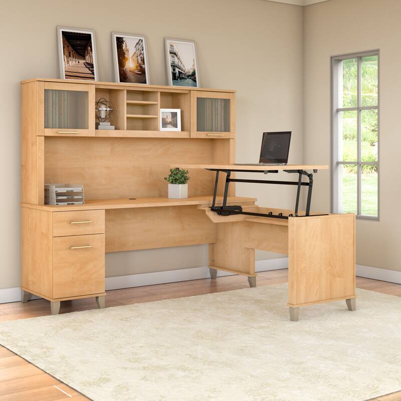 Bush Furniture Somerset 72W 3 Position Sit to Stand Desk - Maple Cross