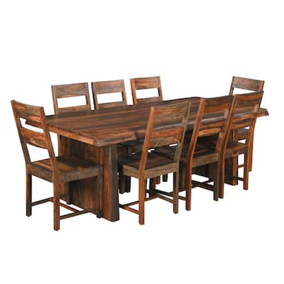 Avenue 9-piece Live Edge Solid Wood Dining Set