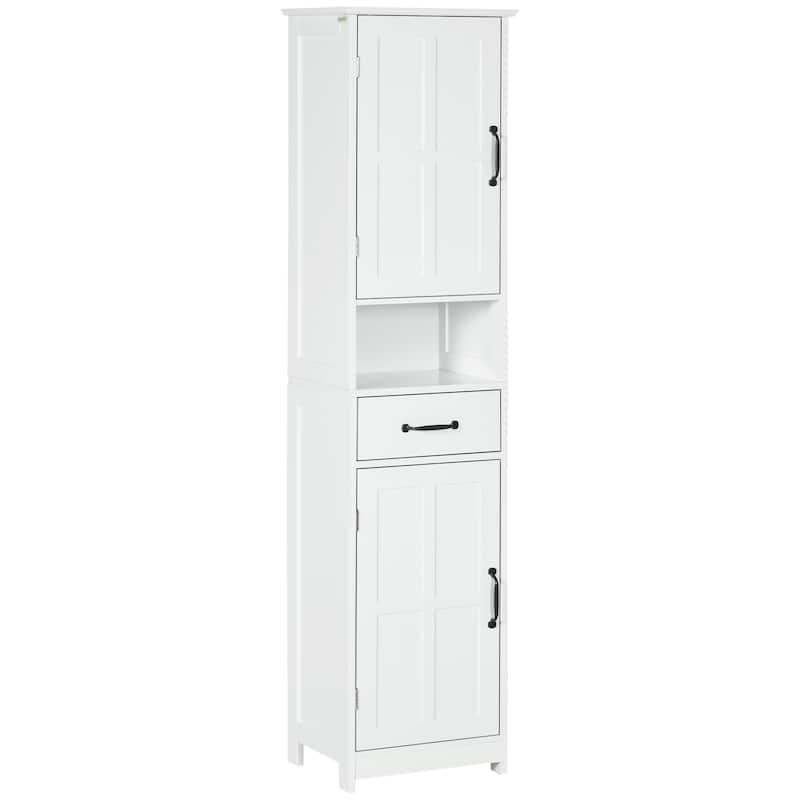 Practical Bathroom Floor Corner Cabinet with Doors, Storage Cabinet Toilet Paper Cabinet with Drawer and Open Shelf