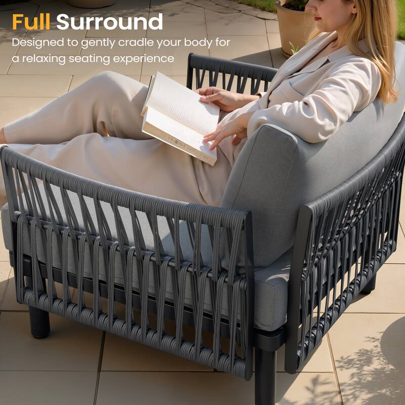 Outdoor Patio Aluminum PE Rattan Free Combination Sectional Sofa Conversation Seating Set