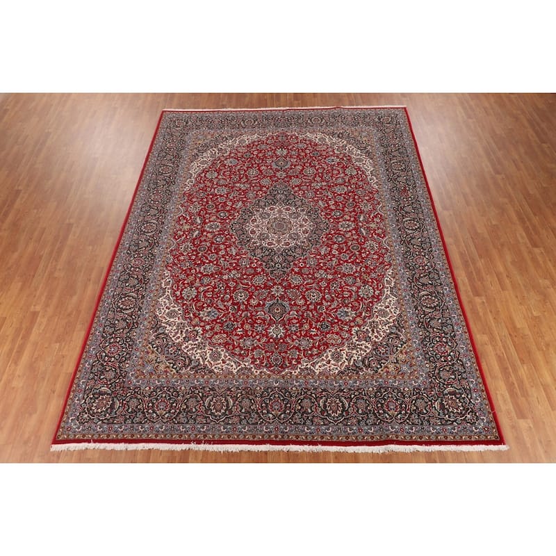Traditional Red Kashan Turkish Rug Machine-Made Carpet - 9'8" x 12'10"