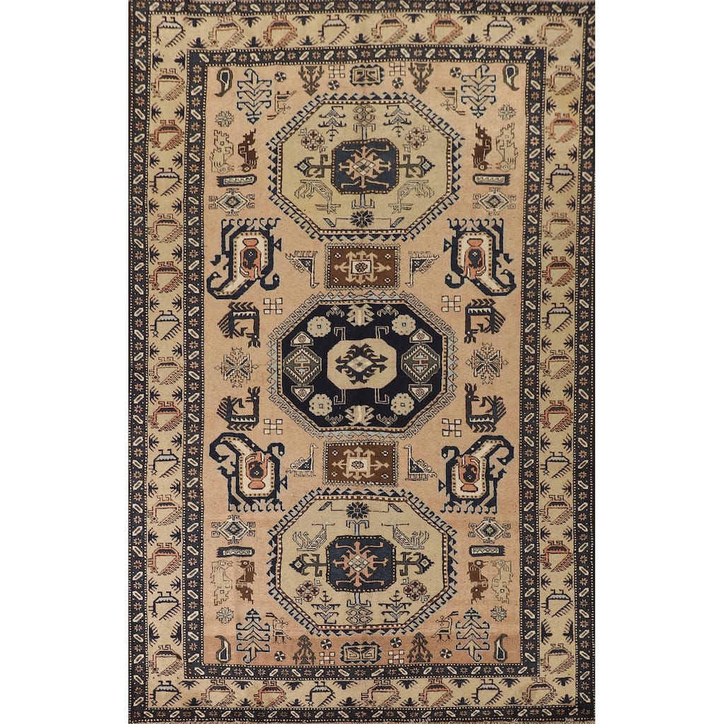 Tribal Ardebil Persian Vintage Area Rug Handmade Wool Carpet - 6'7" x 10'3"