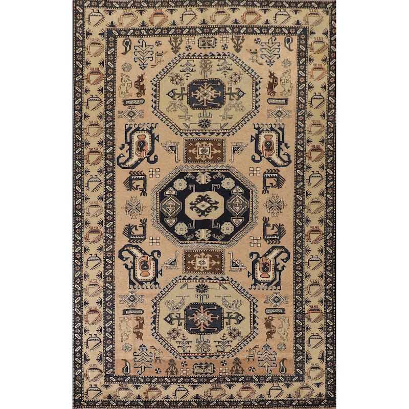 Tribal Ardebil Persian Vintage Area Rug Handmade Wool Carpet - 6'7" x 10'3"