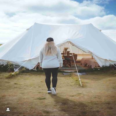 8-10 persons 23*16.5ft Canvas Tent Bell Tent Glamping, 4 Seasons Yurt Tent for Camping, Heavy Cotton Canvas Tent