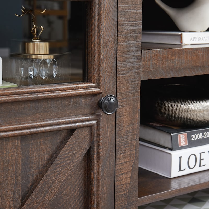 GDFStudio Merrow Wood TV Stand with Farmhouse Storage and Cable-Ready Design