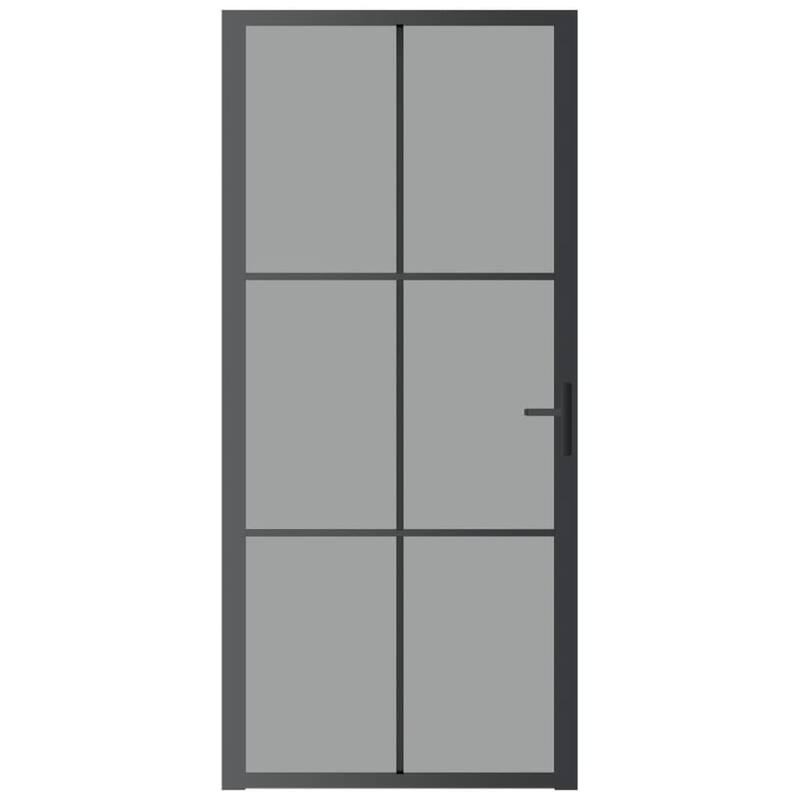 vidaXL Glass Door Interior Door with Alloy Handle ESG Glass and Aluminum Black