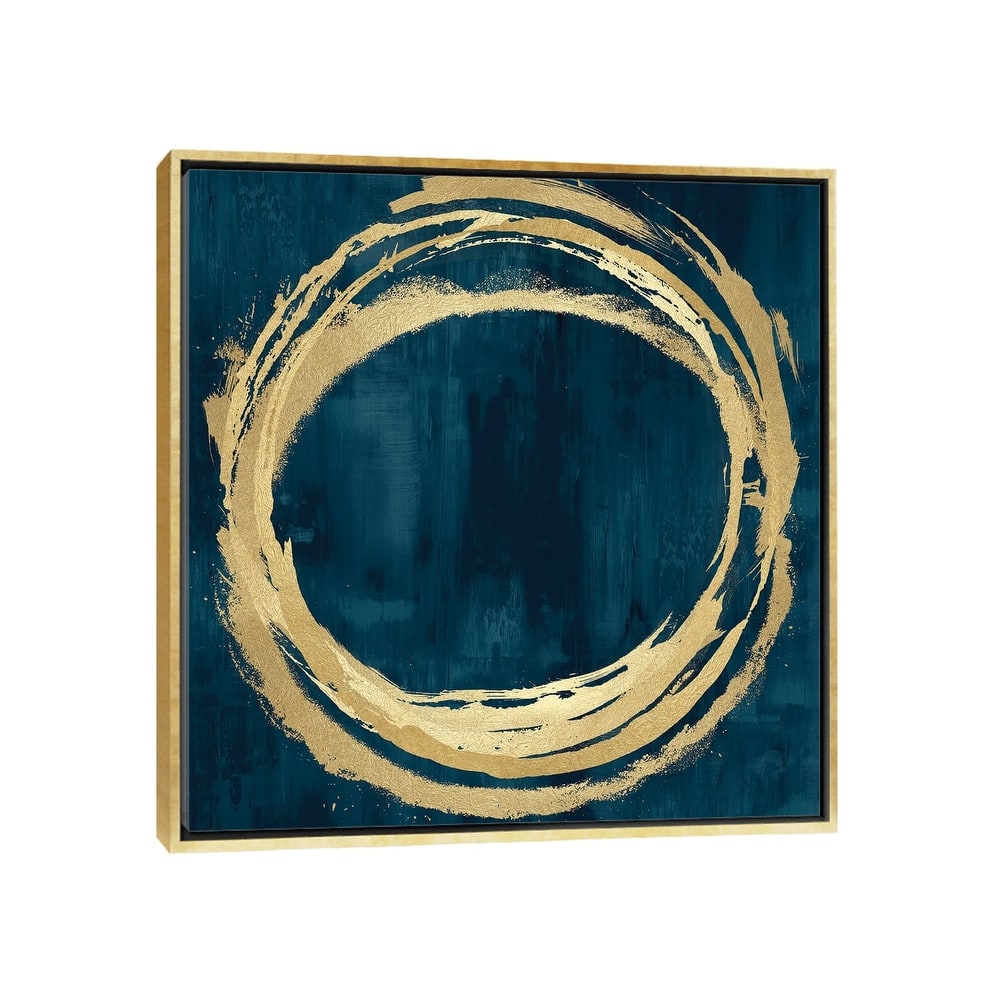 iCanvas "Circle Gold On Teal II" by Natalie Harris Framed Canvas Print