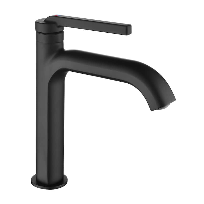 Single Handle Bathroom Faucet Brass Modern 1 Holes Bathroom Sink Basin Faucets Matte Black - Matte Black