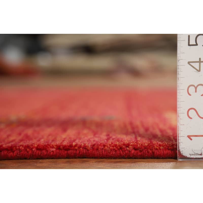 Hand Knotted Oriental 100% Wool Carpet Tribal Animal Pictorial Oranges & Rust Gabbeh Area Rug - 7' 8'' X 5' 5''