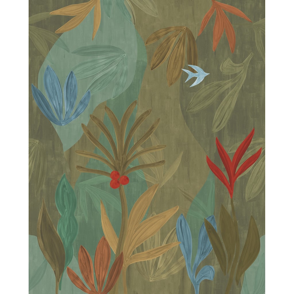 York Wallcoverings Chambord Gardens Leaf and Olive Wall Mural