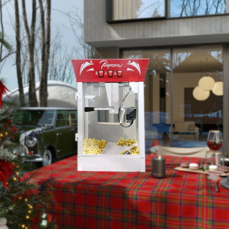 Commercial Popcorn MAKER Machine, 12 Ounce Kettle Stainless Steel Popcorn Maker with Tempered Glass, Warming Deck