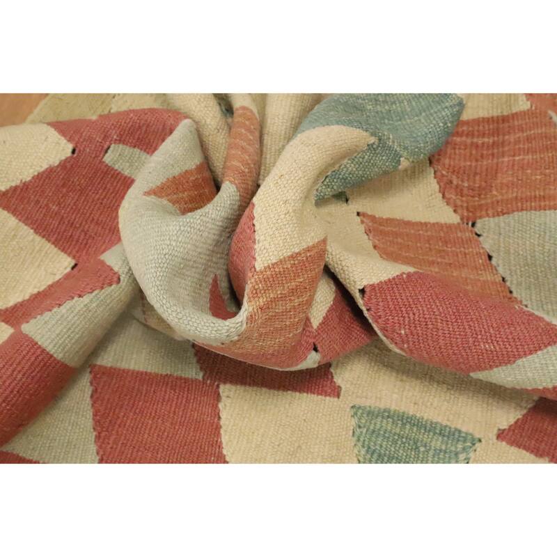 Hand Woven Oriental 100% Wool Carpet Southwestern Tribal Multi-Colored Kilim Area Rug - 8' 10'' X 6' 0''