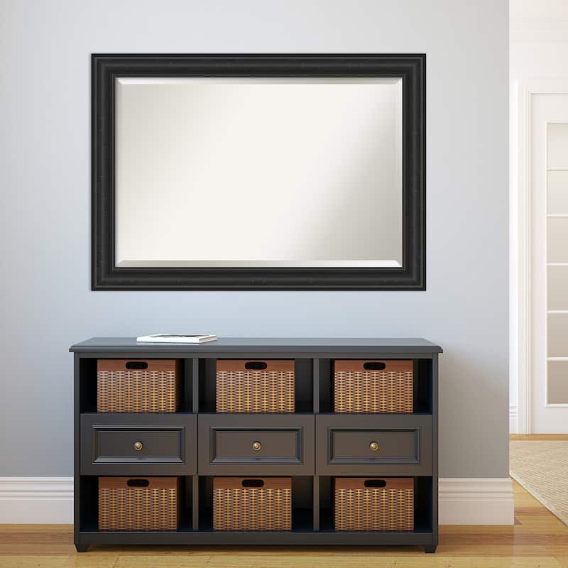 Beveled Bathroom Wall Mirror - Shipwreck Black Frame
