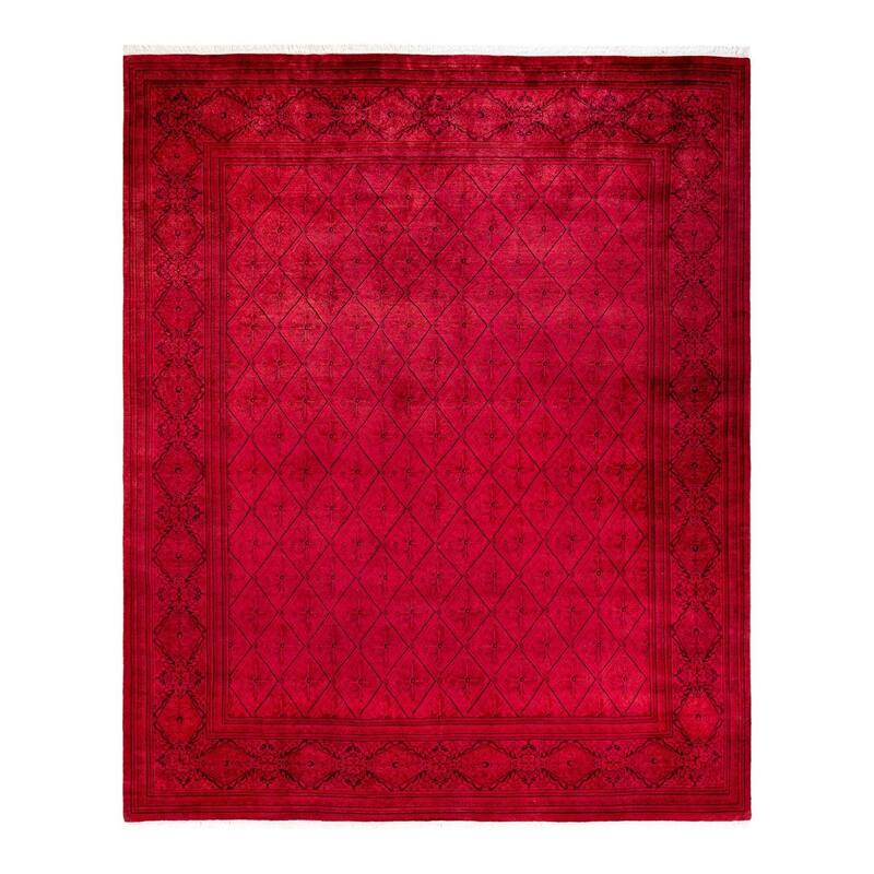 Overton Hand Knotted Wool Vintage Inspired Modern Contemporary Overdyed Pink Area Rug - 8' 2" x 9' 10"