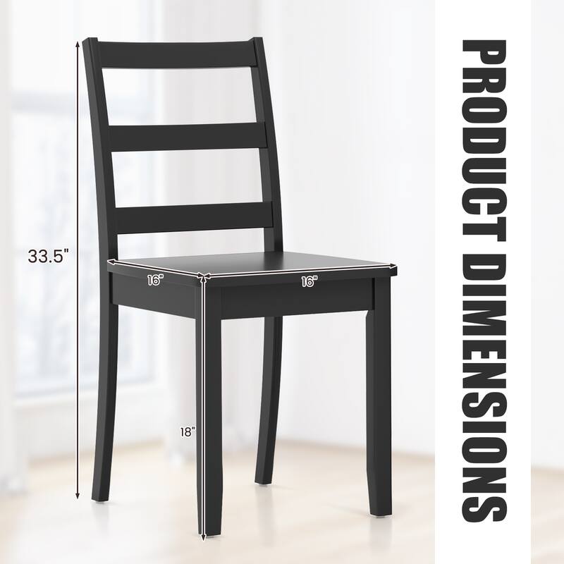Set of 2 Wood Dining Chairs with Solid Rubber Wood Legs - 16" x 16" x 33.5"
