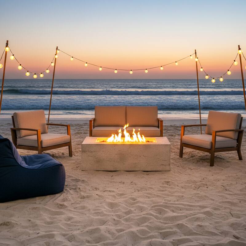 41.9" Outdoor Rectangular Propane Fire Pit 40000 BTU, Heater with Stainless Steel Burner and Free Lava Rocks, Waterproof Cover