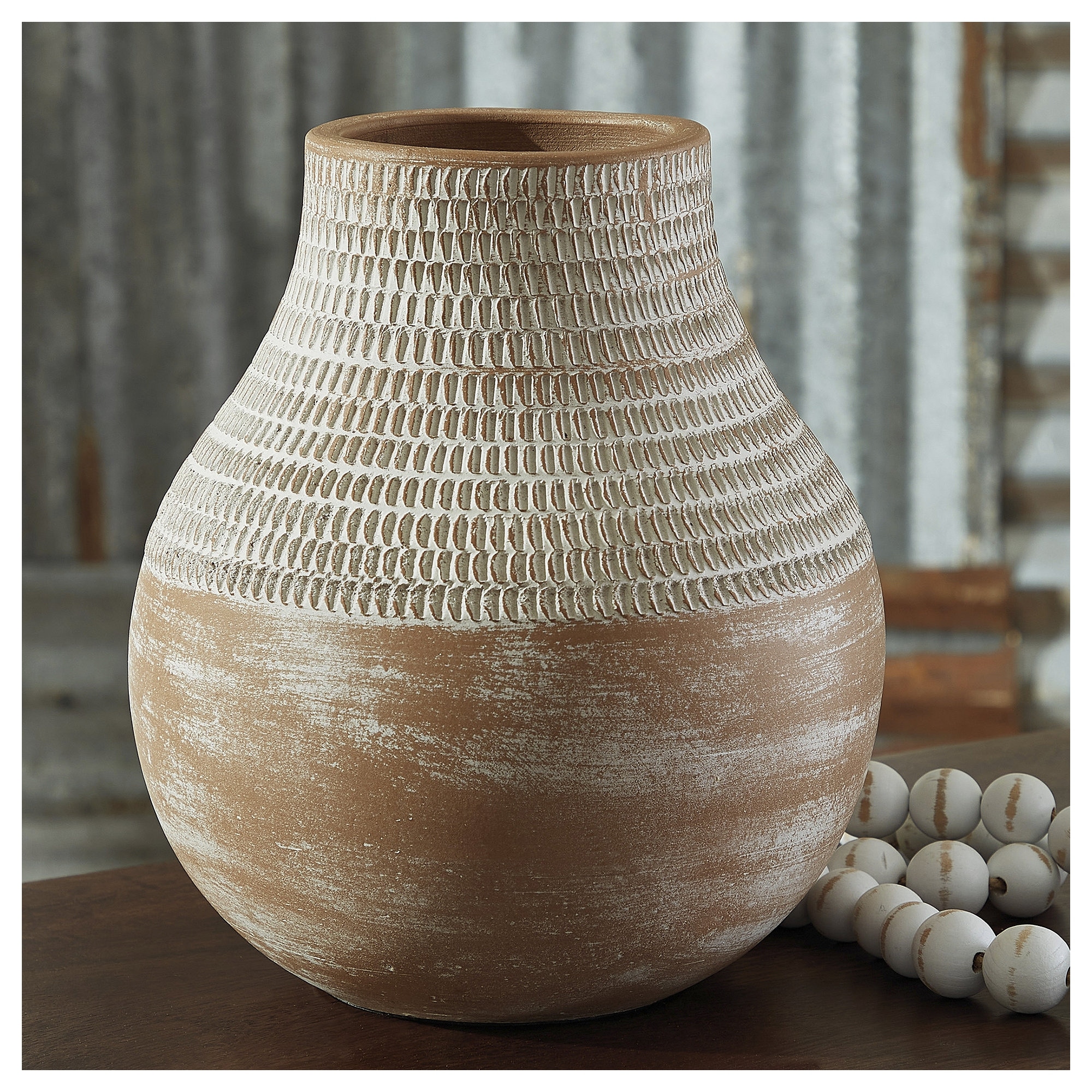 Signature Design by Ashley Reclove Distressed White Vase