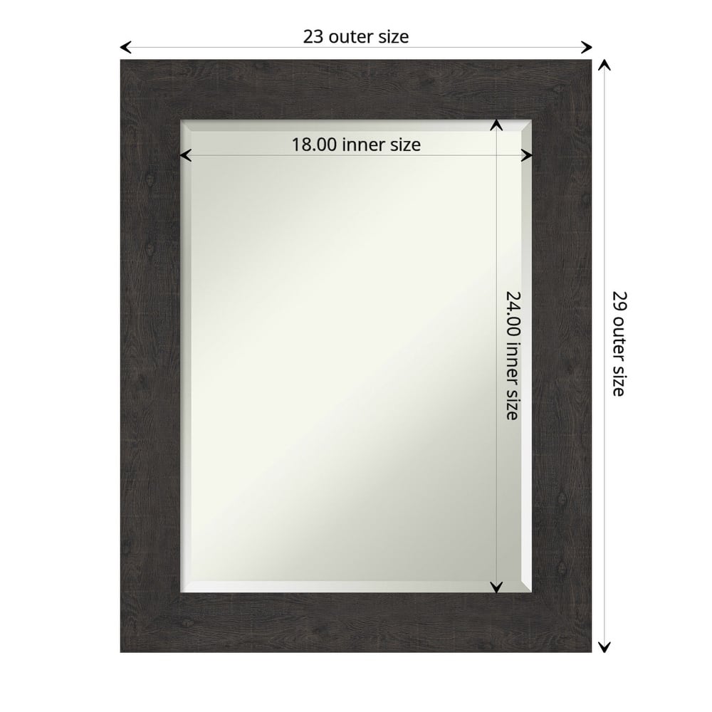 Beveled Bathroom Wall Mirror - Rustic Plank Espresso Frame