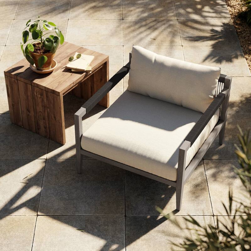 Atwood Outdoor Chair-Bronze - 33.0W x 34.25 x 30.0H - Weathered Grey-FSC-Venao Ivory-Dark Grey Rope