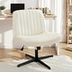 preview thumbnail 4 of 66, Desk Chairs. Cross Legged Office Task Armless Wide Vanity Makeup Chair Computer Chairs for Home Office PU Beige