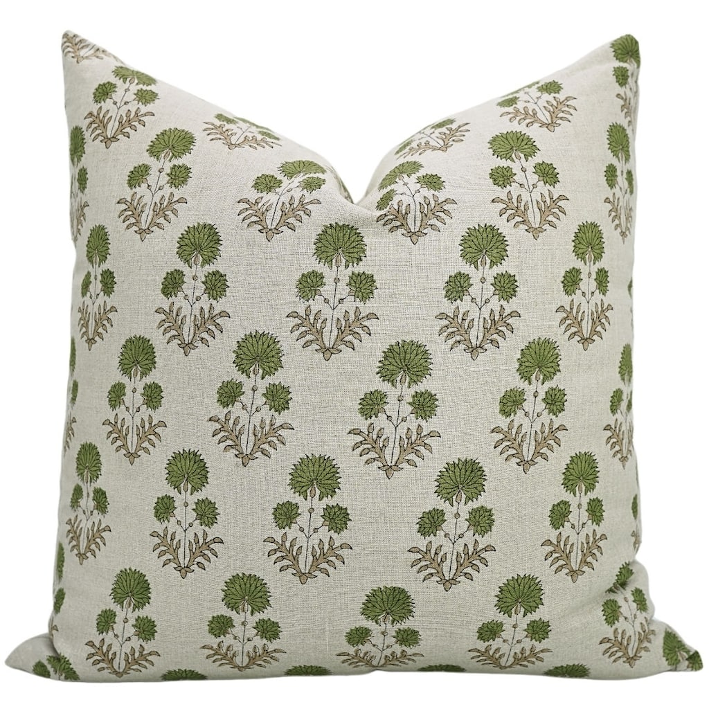Linen Farmhouse Block print pillow Cover - Rishi