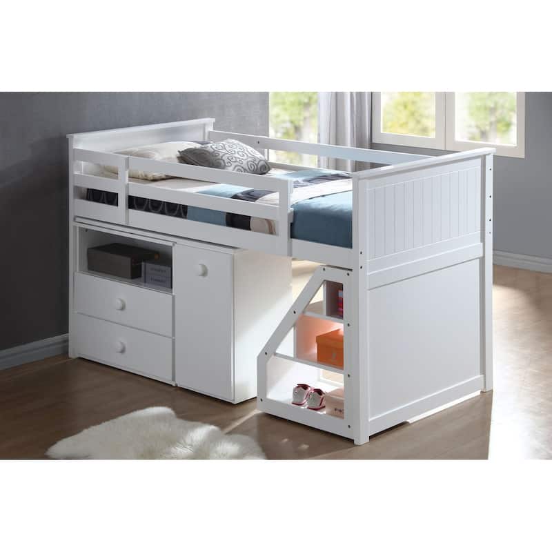 Wyatt White Finish Twin Loft Bed Set