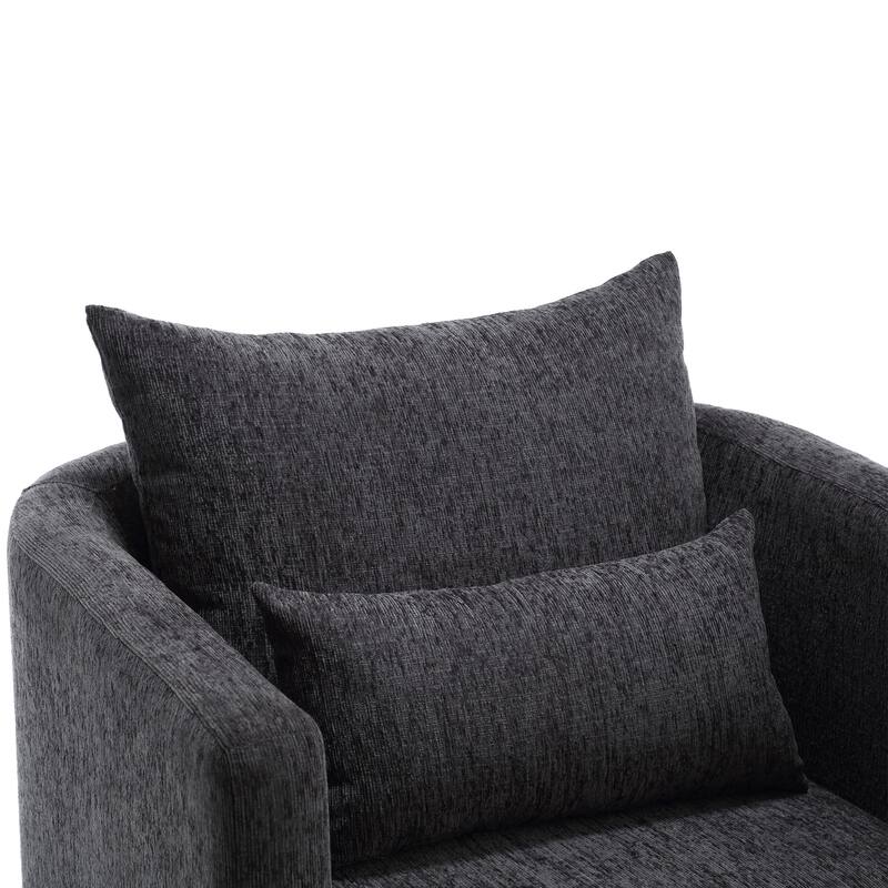 Swivel Barrel Chair, Round Accent Sofa Chair for Living Room, 360 Degree Swivel Barrel Club Chair, Leisure Arm Chair