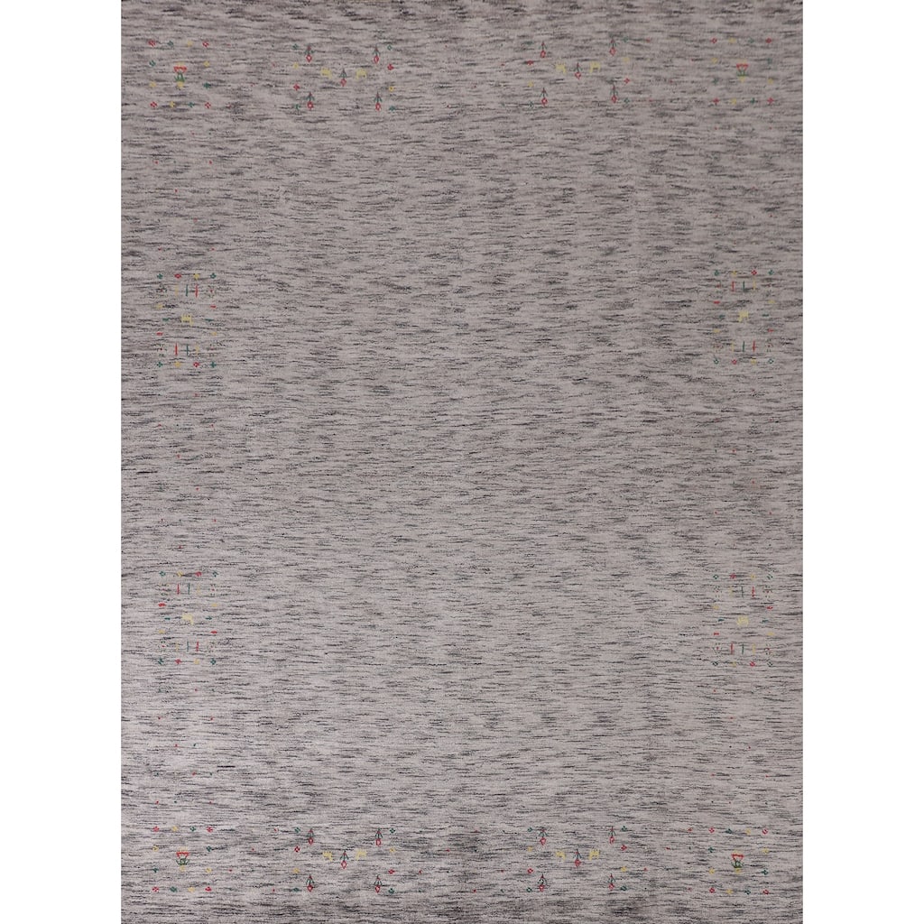 Striped Pink Gabbeh Oriental Area Rug Hand-Knotted Wool Carpet - 7'10" x 9'9"