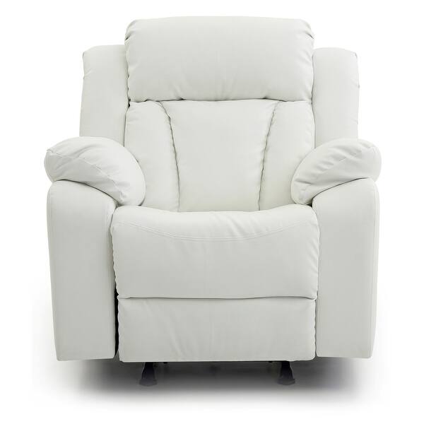 slide 2 of 4, Faux Leather Upholstered Reclining Chair with Padded Arms - 41" - White