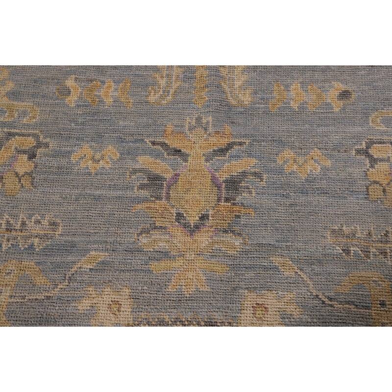 Light Blue Vegetable Dye Oushak Area Rug Hand-Knotted Wool Carpet - 8'3" x 10'2"