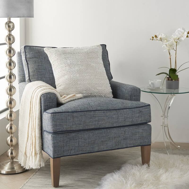 Petite Taupe and Striped Throw Pillow