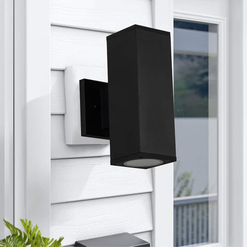 C Cattleya 2-Light Matte Black Die-Cast Aluminum Outdoor Wall Light Sconce