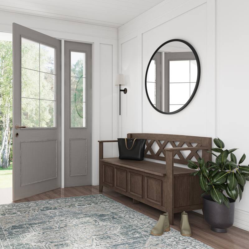 WYNDENHALL Halifax 48 inch Wide Solid Wood Transitional Entryway Bench - 48 Inches wide - Farmhouse Brown