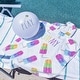 preview thumbnail 2 of 3, Rae Dunn: Yummy Kids Hooded Towel & 12" Beach Ball - Popsicle 48"x 24" Poncho, Cotton Terry Beach Cover Up, Toddler 3+ - Multi
