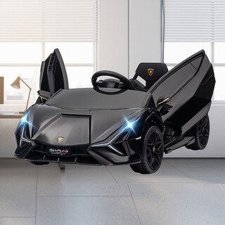 12V Lamborghini SIAN Licensed Electric Ride-On Car for Kids with Parental Remote, MP3, and Safety Features - Black