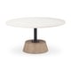preview thumbnail 1 of 5, Maxwell White Marble Top With Light Brown Solid Wood Base Round Coffee Table Black/White - Marble/Wood and Metal