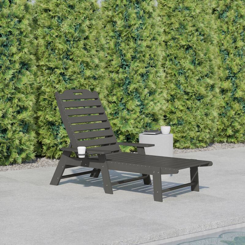 Flash Furniture FFOF50898 Jean 35" Wide Polyethylene Chaise Chair - Gray