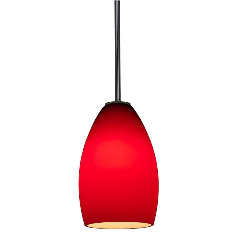 Access Lighting Champagne 1 Light LED Pendant - 5" Wide with Red Glass - Oil Rubbed Bronze