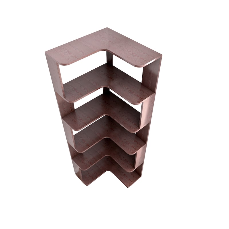 6 Tier Freestanding L-Shaped Corner Bookshelf For Living Room, Bedroom, Wooden Bookcase with anti tipping device
