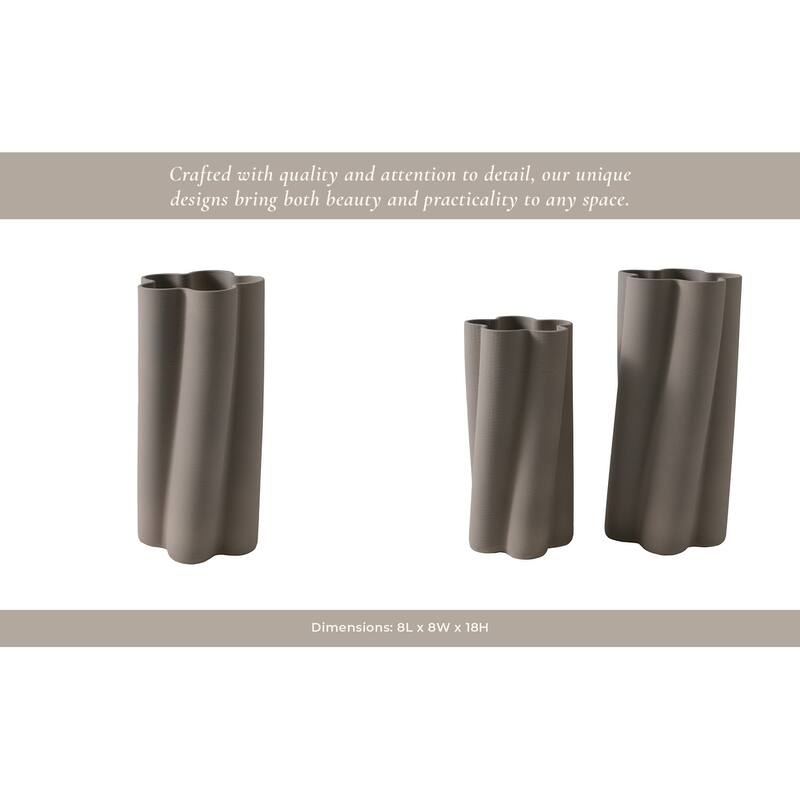 Porcelain Vase Sculptural Vertical Wave Design with Curved Silhouette