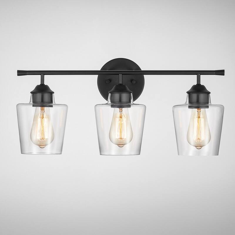KAWOTI 3-Light Dimmable Bathroom Vanity Light with Glass Shade