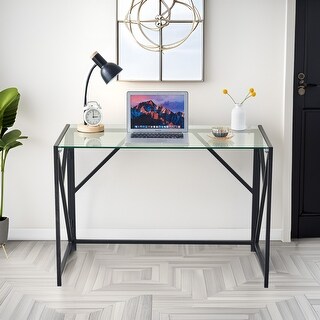 Ophelia Tempered Clear Glass Computer Console Table - Bed Bath & Beyond ...