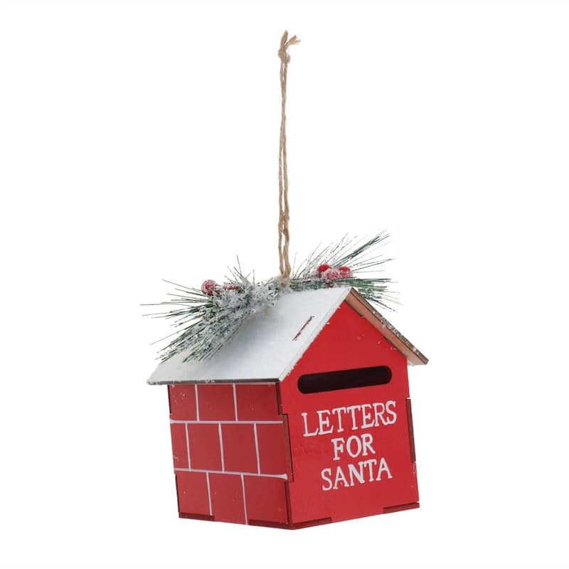 Frosted Mailbox Christmas Ornaments - 5.5" - Red and White - 2ct
