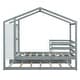 preview thumbnail 10 of 13, Gray Twin Size Solid Wood House Bed with Trundle, Fence, and Writing Board for Kids