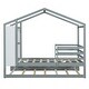preview thumbnail 10 of 13, Twin Size Wood House Bed Frame with Trundle, Fence and Writing Board, Gray