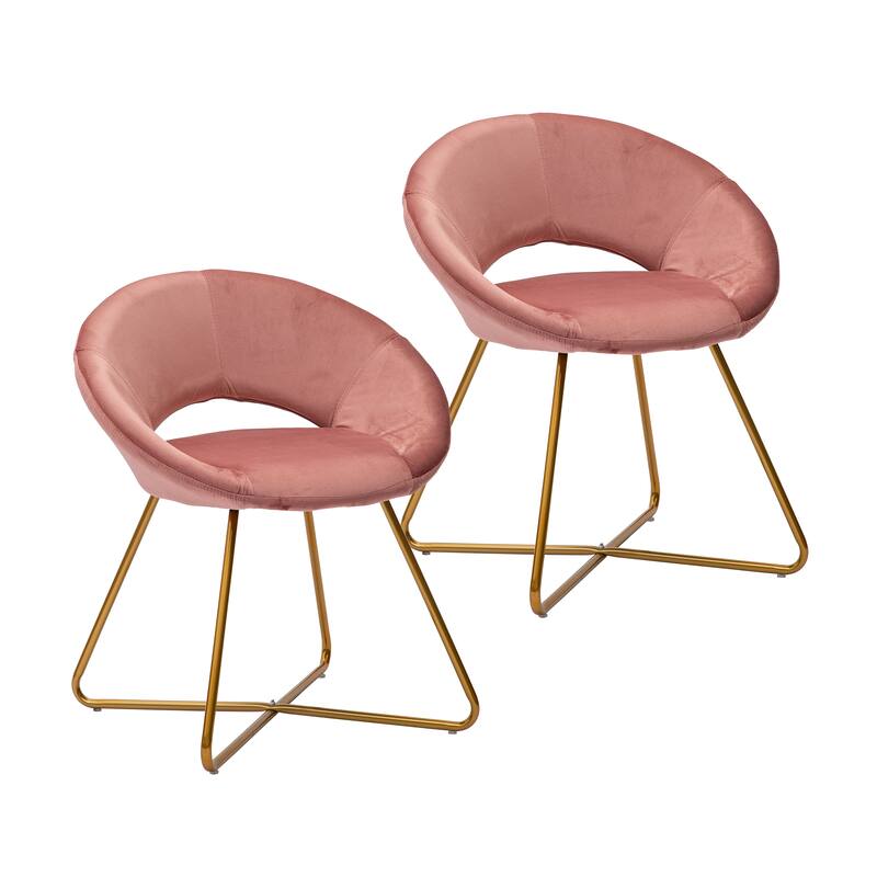 Porthos Home Reine Leisure Accent Chairs Set of 2, Velvet Upholstery, Gold Legs