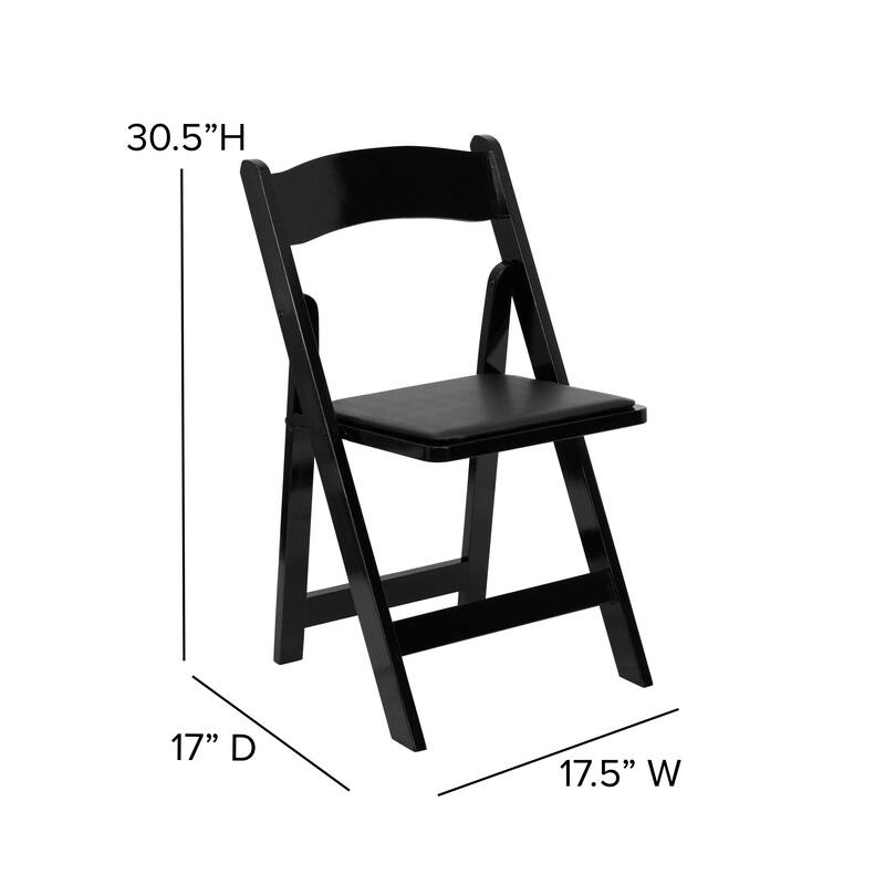 Wood Folding Chair with Vinyl Padded Seat (Set of 2)