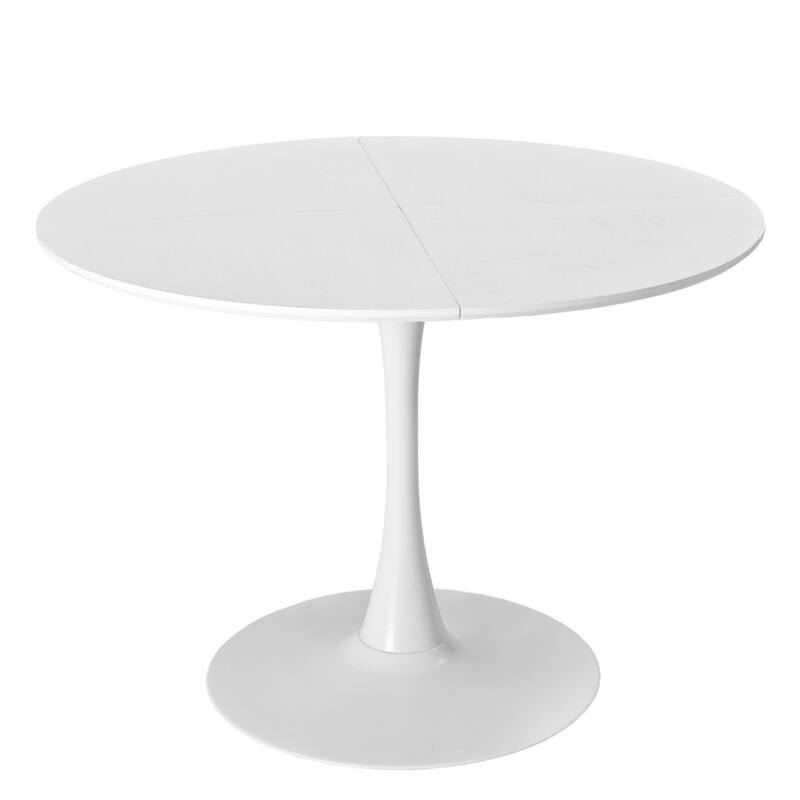 Modern Round Dining Table, Four Patchwork Tabletops with Metal Base